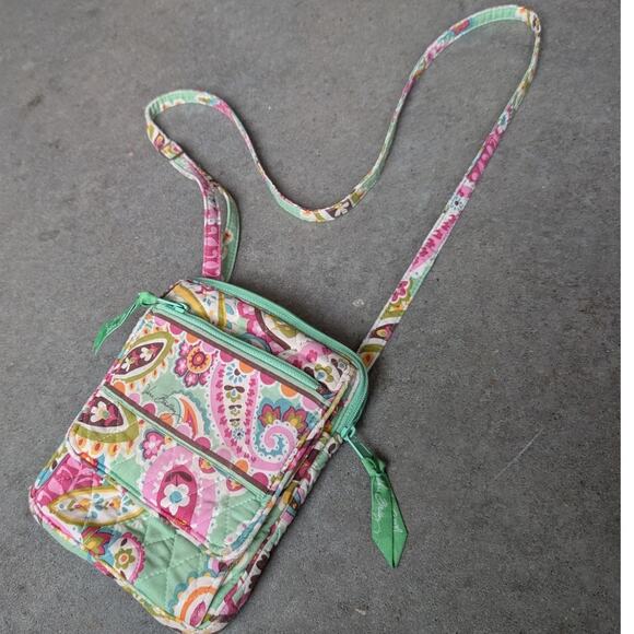 VERA BRADLEY Crossbody Bag Tutti Frutti Vtg Pattern Colorful Vibrant Green Pink - Picture 1 of 9